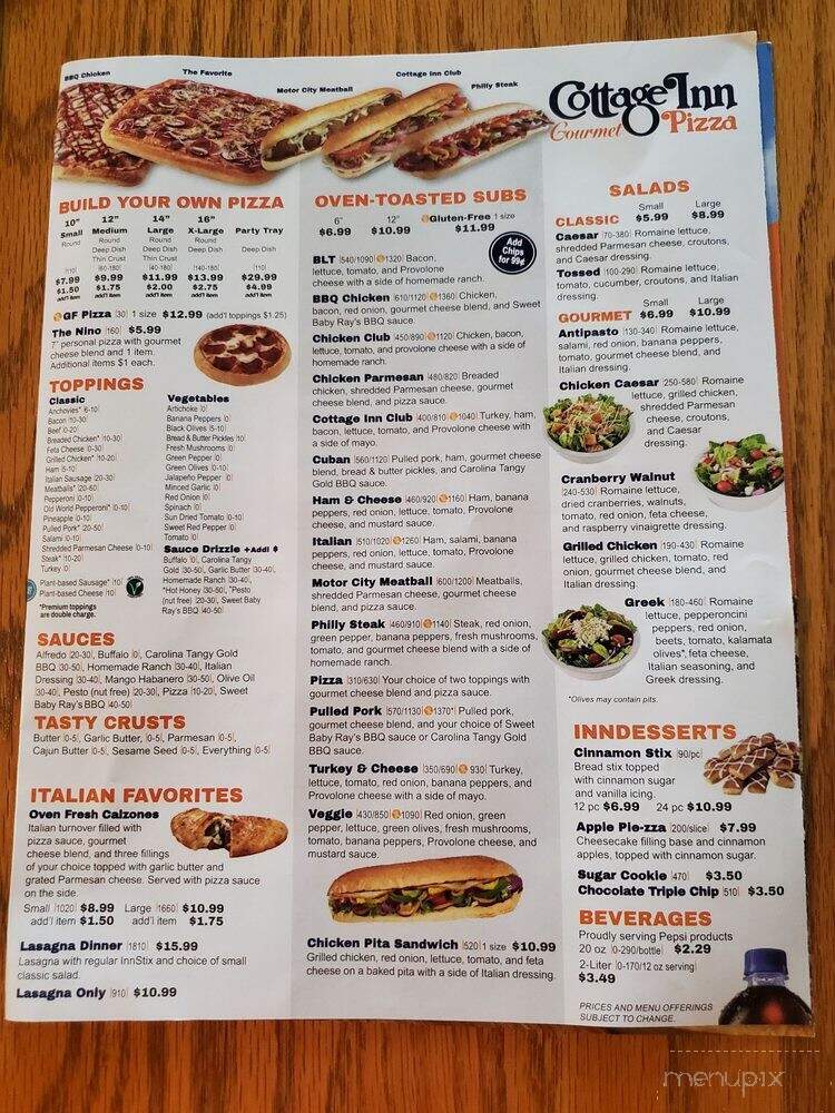 Cottage Inn Pizza - Macomb Township, MI menu_pic