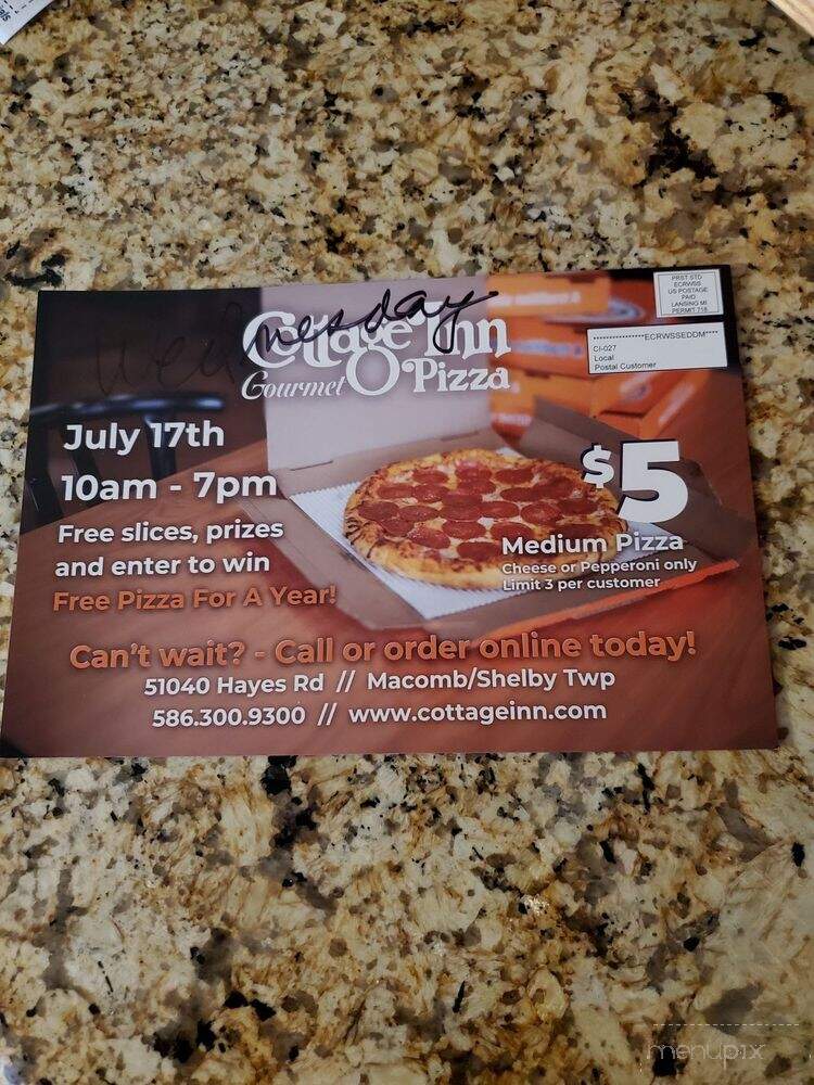 Cottage Inn Pizza - Macomb Township, MI menu_pic