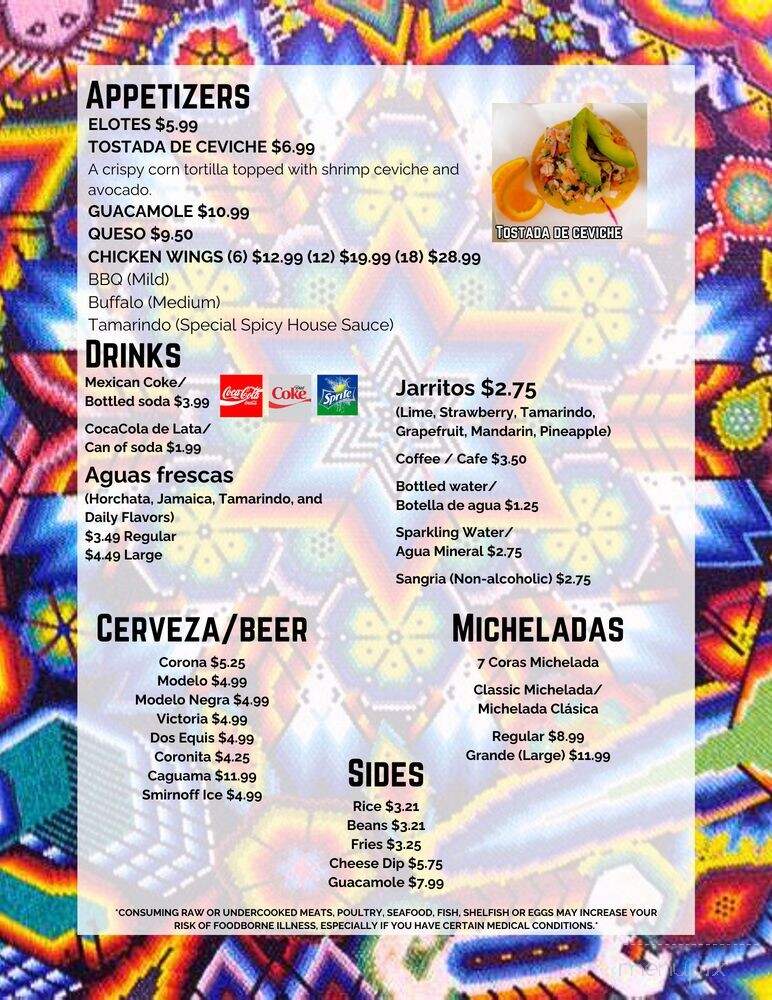 7 Coras - Indianapolis, IN menu_pic