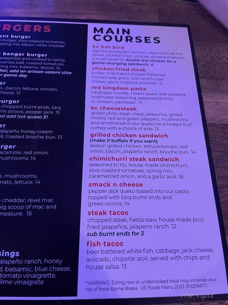 Revel Sports Tavern - Overland Park, KS menu_pic