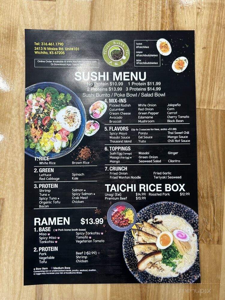 Taichi Bubble Tea - Wichita, KS menu_pic