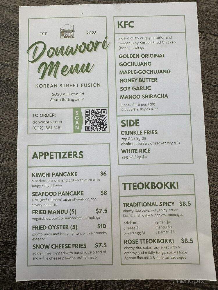 Donwoori - South Burlington, VT menu_pic