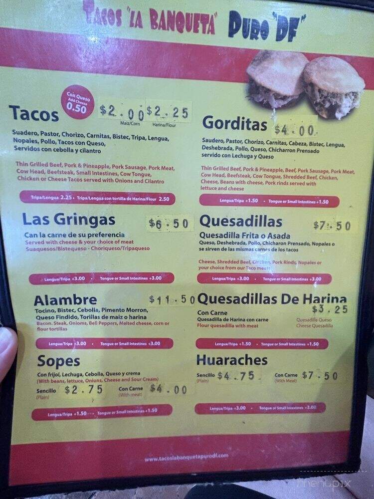 Tacos La Banqueta DF - Mansfield, TX menu_pic