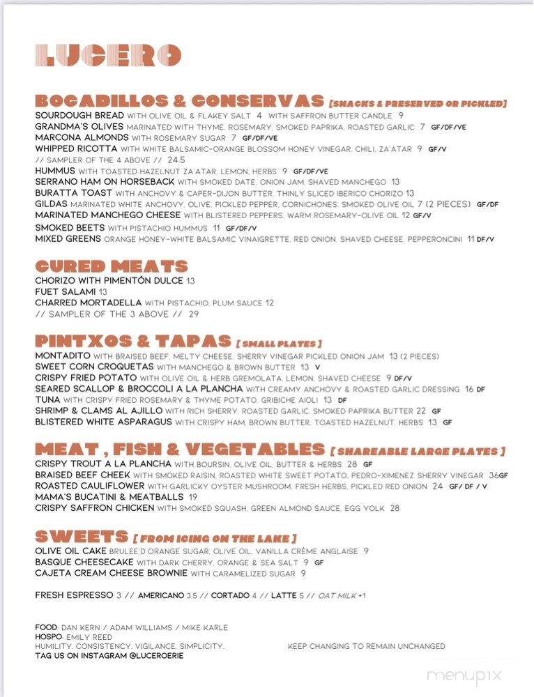 Lucero - Erie, PA menu_pic