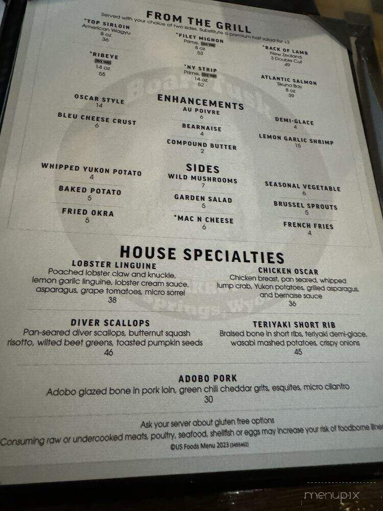 Boars Tusk Steakhouse - Rock Springs, WY menu_pic