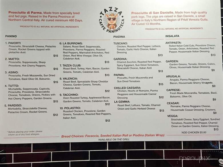 Tazza Caffe & Paninoteca - Northborough, MA menu_pic