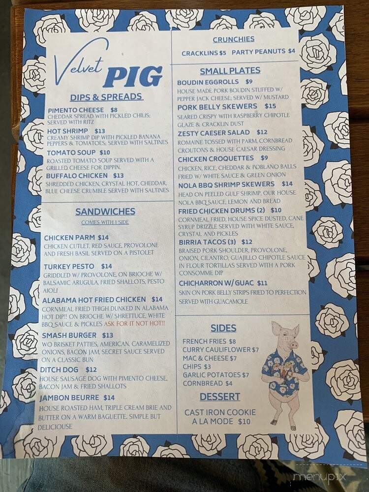 Velvet Pig - Mobile, AL menu_pic