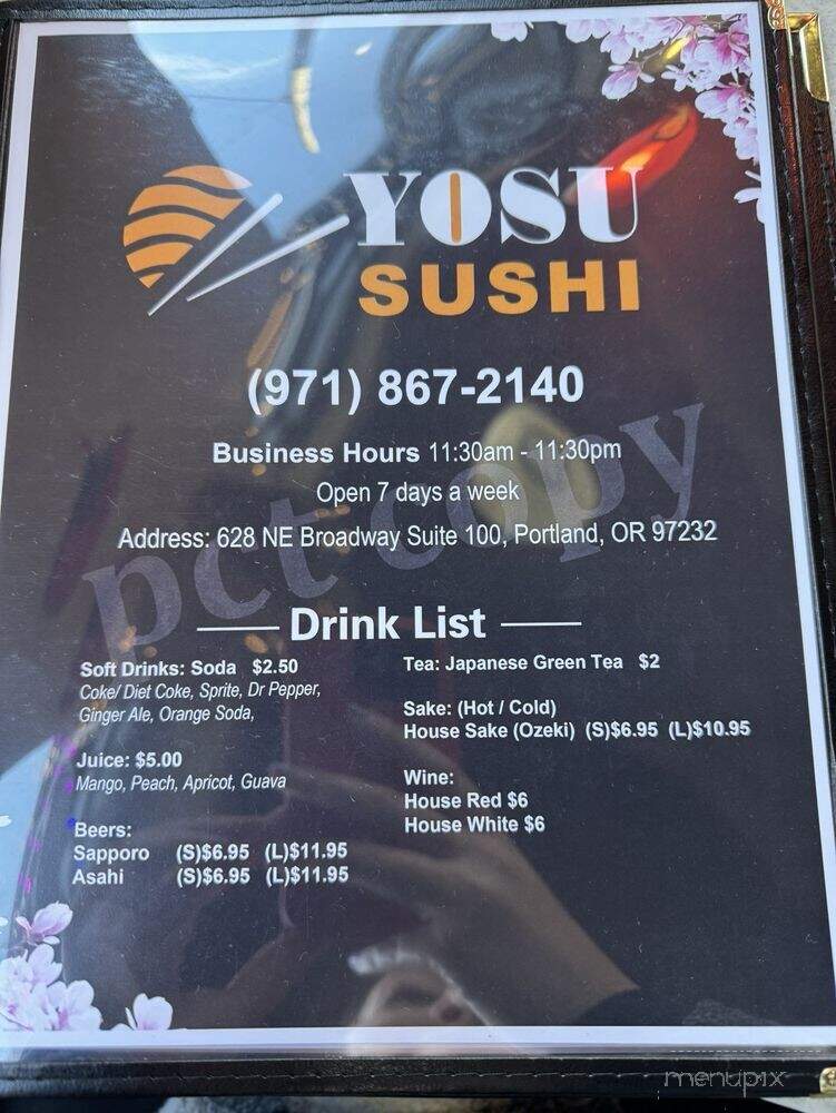Yosu Sushi - Portland, OR menu_pic