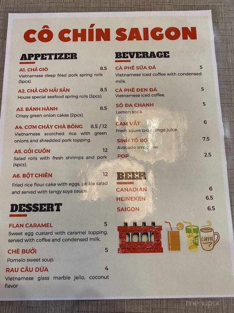 Co Chin Saigon - Edmonton, AB menu_pic