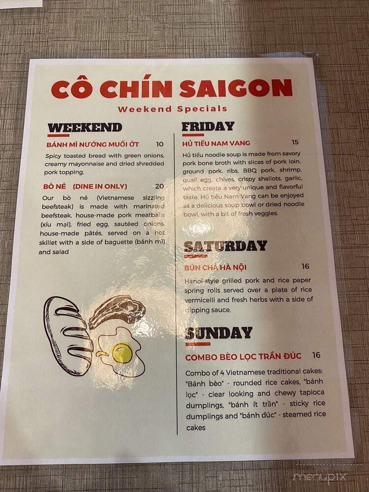 Co Chin Saigon - Edmonton, AB menu_pic