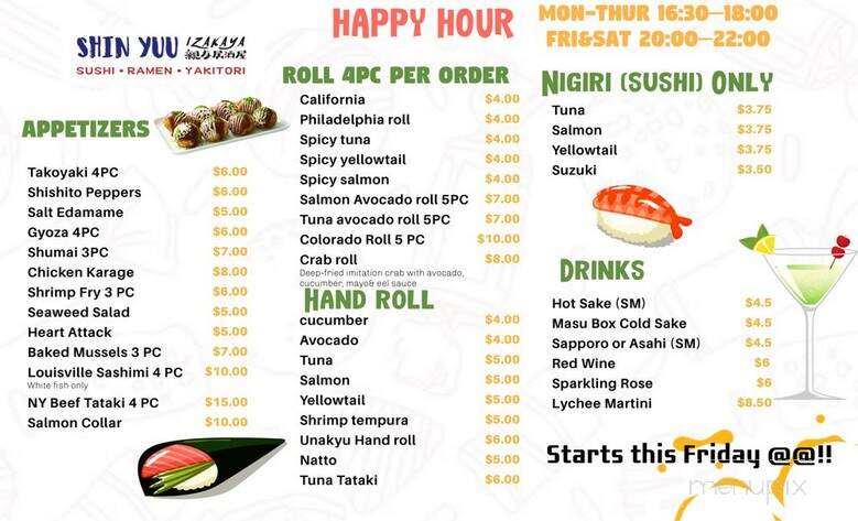 Shin Yuu Izakaya - Louisville, CO menu_pic