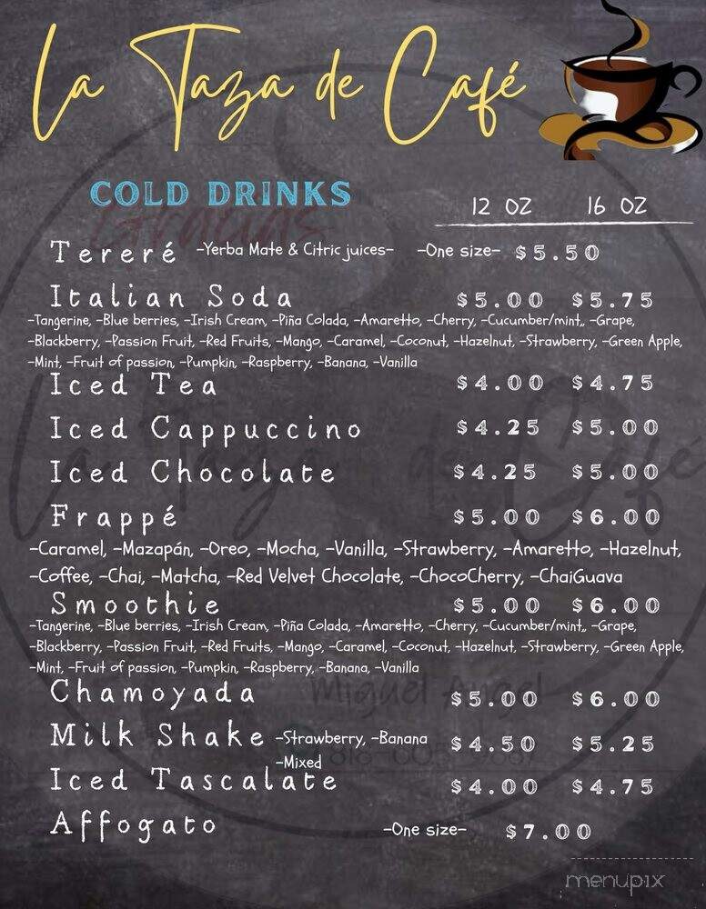 La Taza de Cafe - Hollywood, CA menu_pic