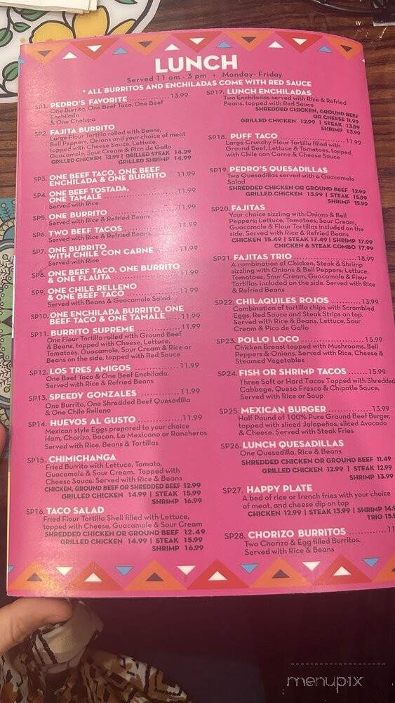Pedro's Tacos & Tequila - Pace, FL menu_pic