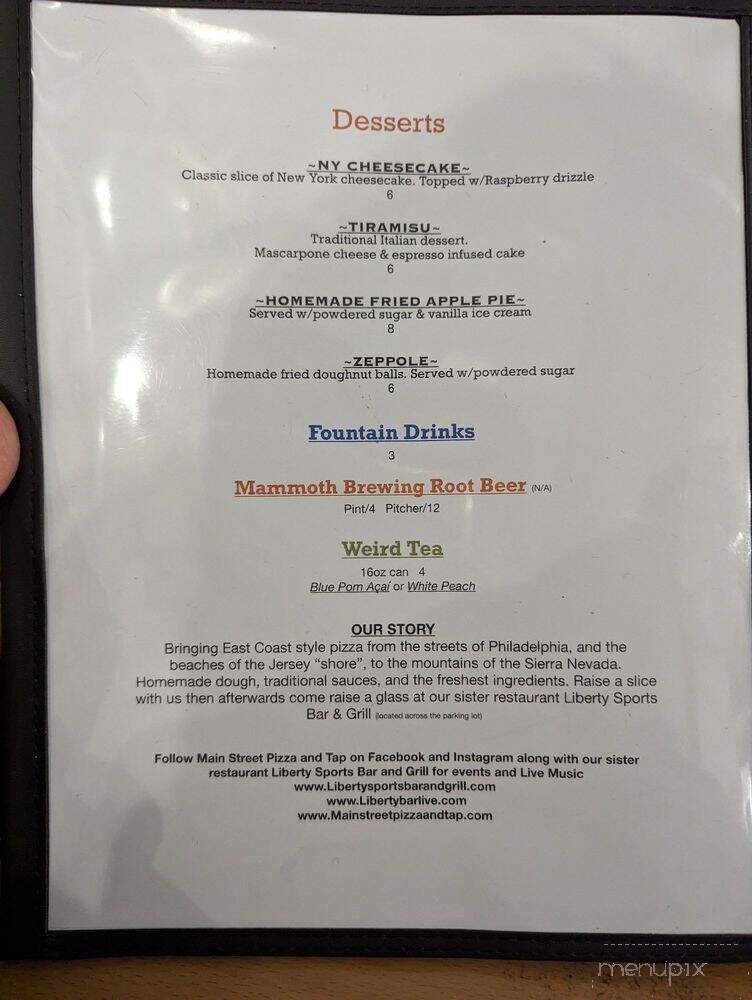 Main Street Pizza and Tap - Mammoth Lakes, CA menu_pic