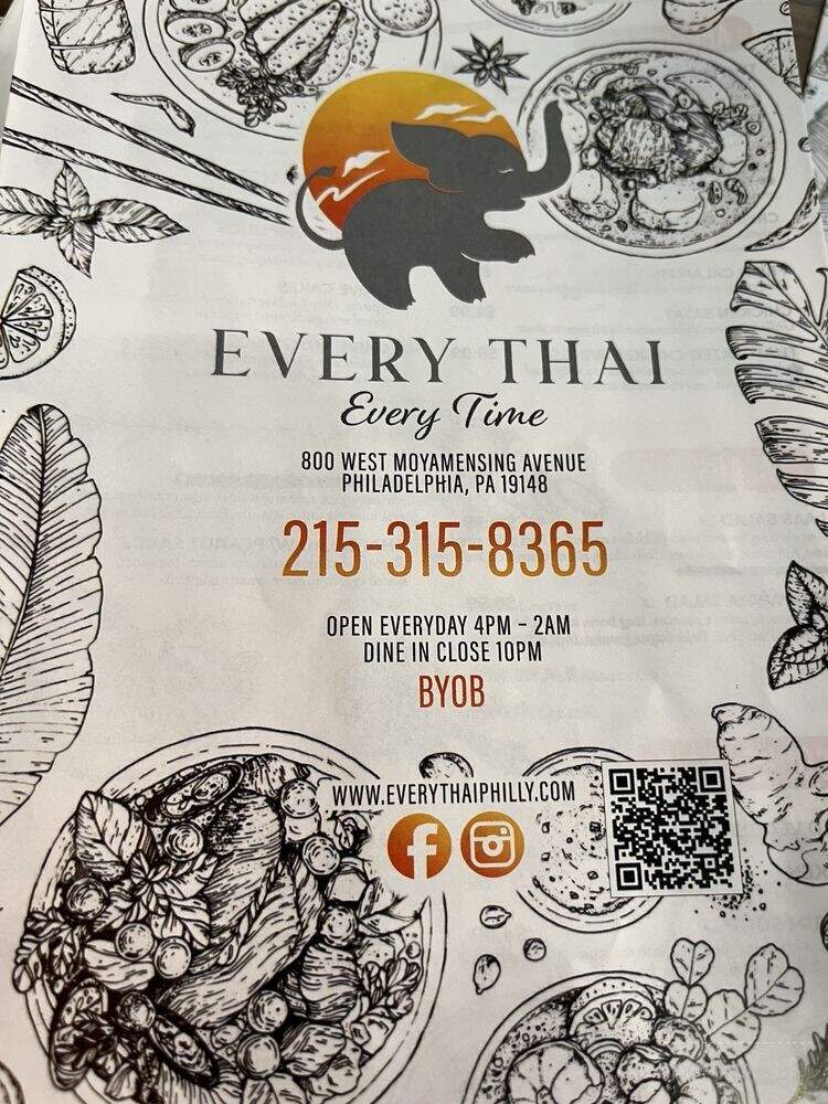 Every Thai - Philadelphia, PA menu_pic
