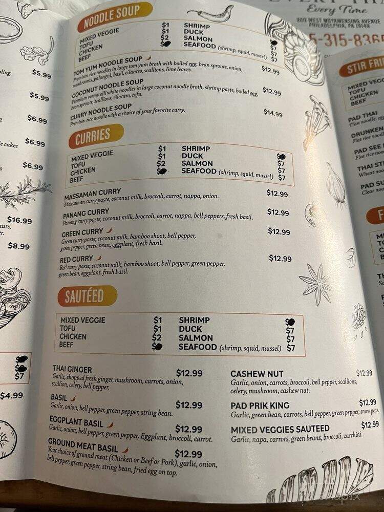 Every Thai - Philadelphia, PA menu_pic