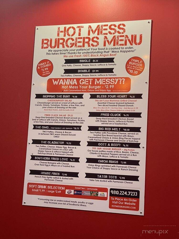 Hot Mess Burgers - Mint Hill, NC menu_pic