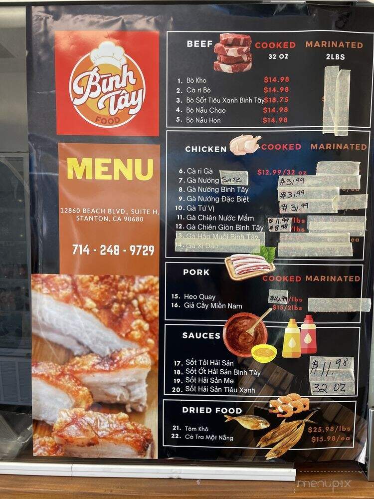 Binh Tay Food - Stanton, CA menu_pic