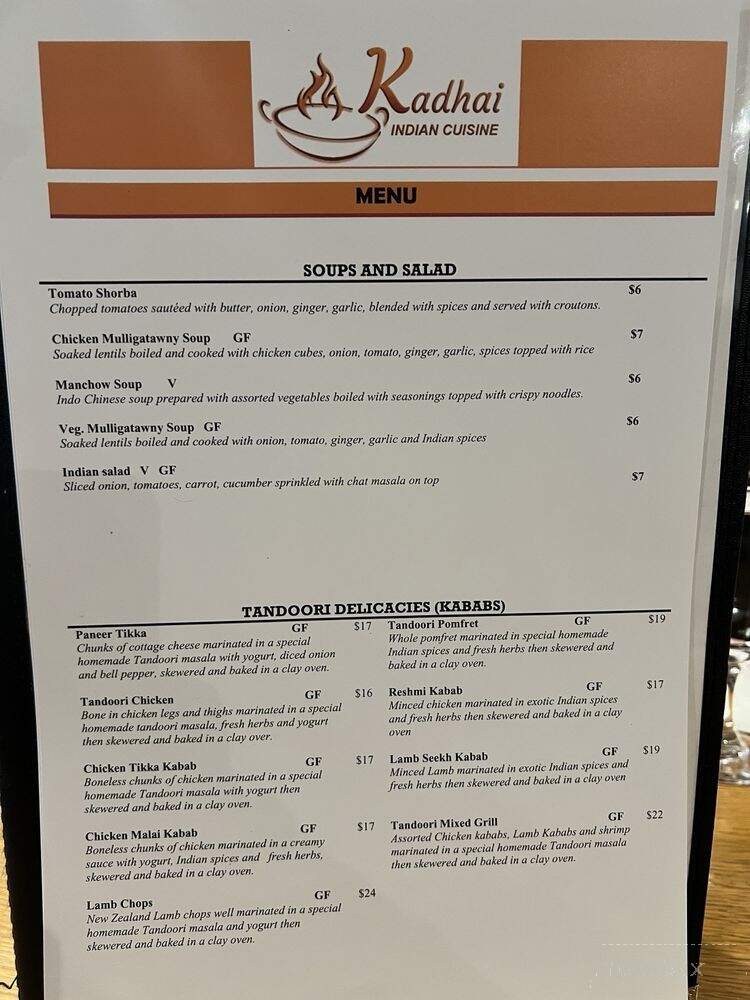 Kadhai Indian Cuisine - Monroe, WA menu_pic