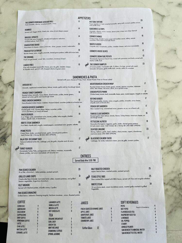 The Corner - Glendale, CA menu_pic