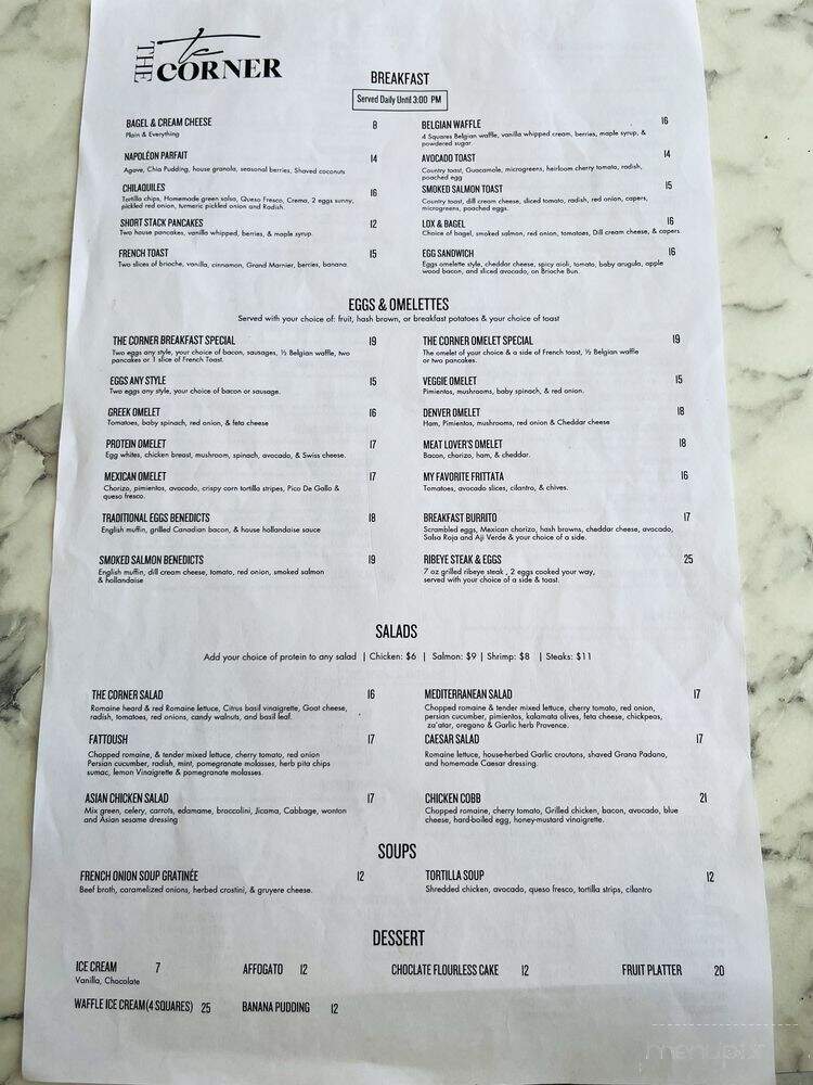 The Corner - Glendale, CA menu_pic