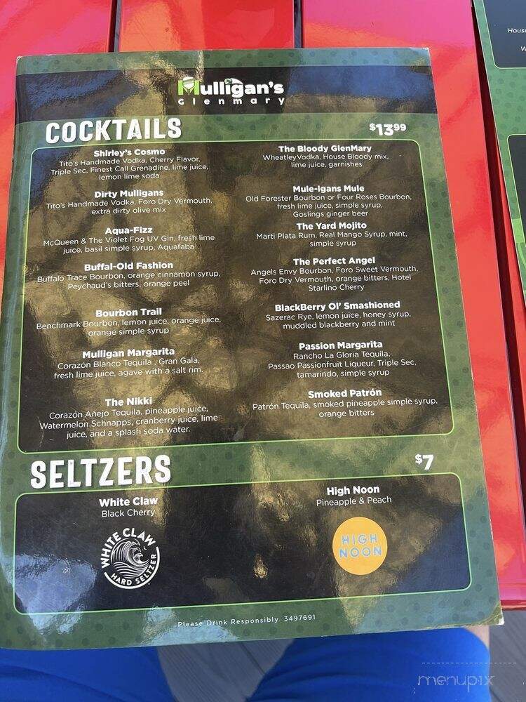 Mulligans - Louisville, KY menu_pic
