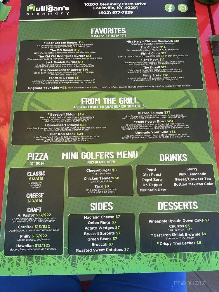 Mulligans - Louisville, KY menu_pic