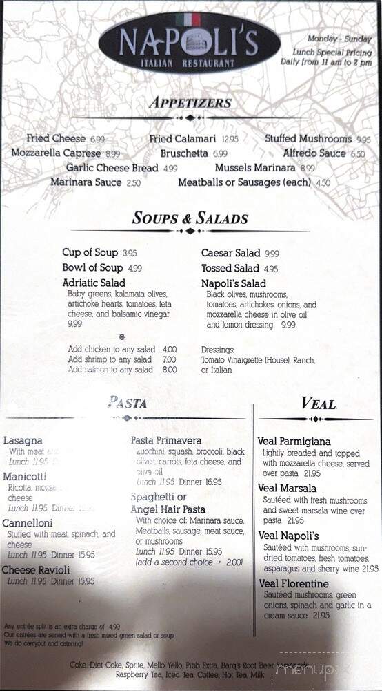 Napoli's Italian Restaurant - Cedar Rapids, IA menu_pic