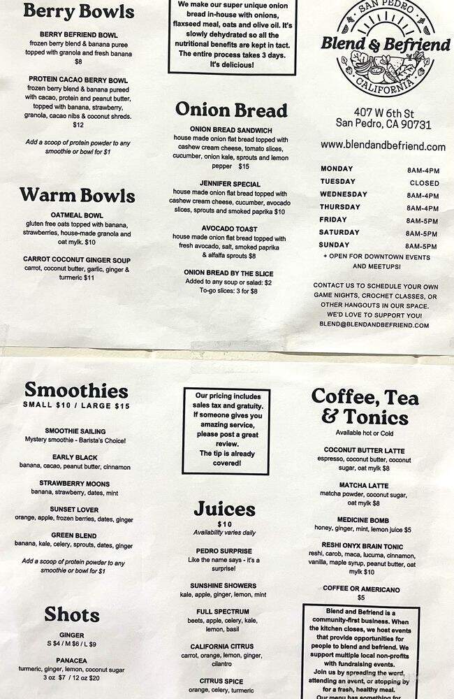 Blend and Befriend - Los Angeles, CA menu_pic