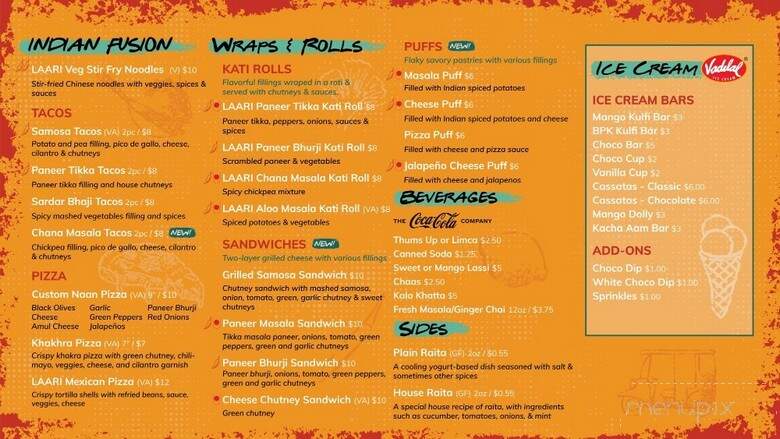 Laari Indian Street Food - Andalusia, PA menu_pic