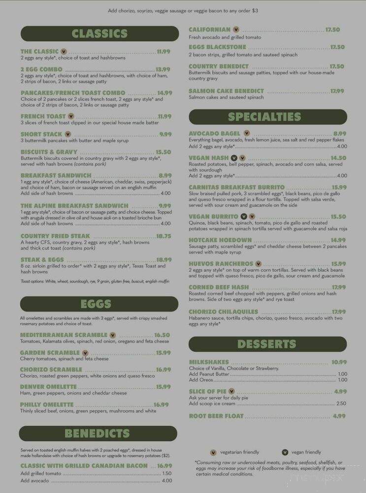 The Alpine Diner & Bar - Seattle, WA menu_pic