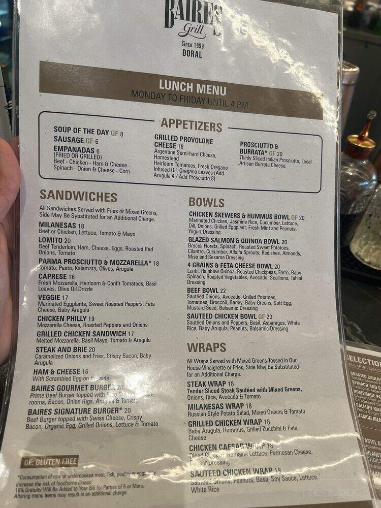Baires Grill - Doral, FL menu_pic