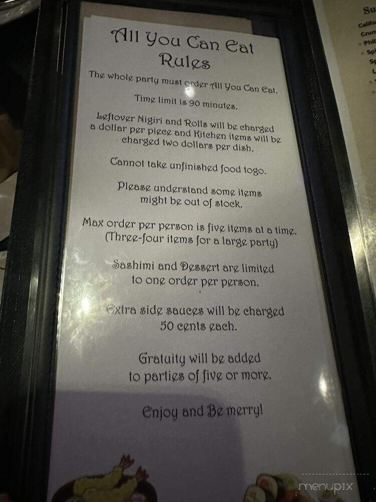 Hana Tokyo All You Can Eat - Peoria, AZ menu_pic