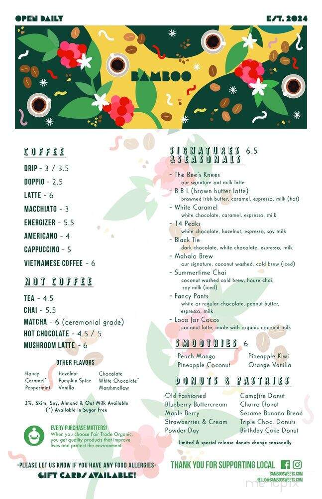 Bamboo Coffee & Donuts - Louisville, KY menu_pic