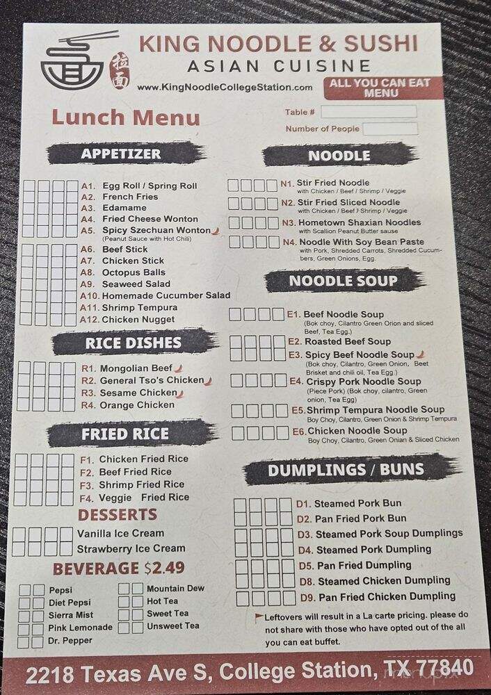 King NoodleSushi - College Station, TX menu_pic