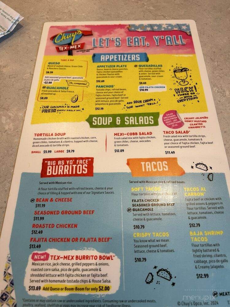 Chuy's - Terrell, TX menu_pic