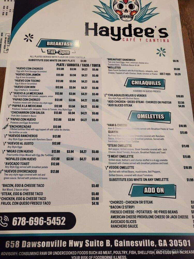 Haydees CafeCantina - Gainesville, GA menu_pic