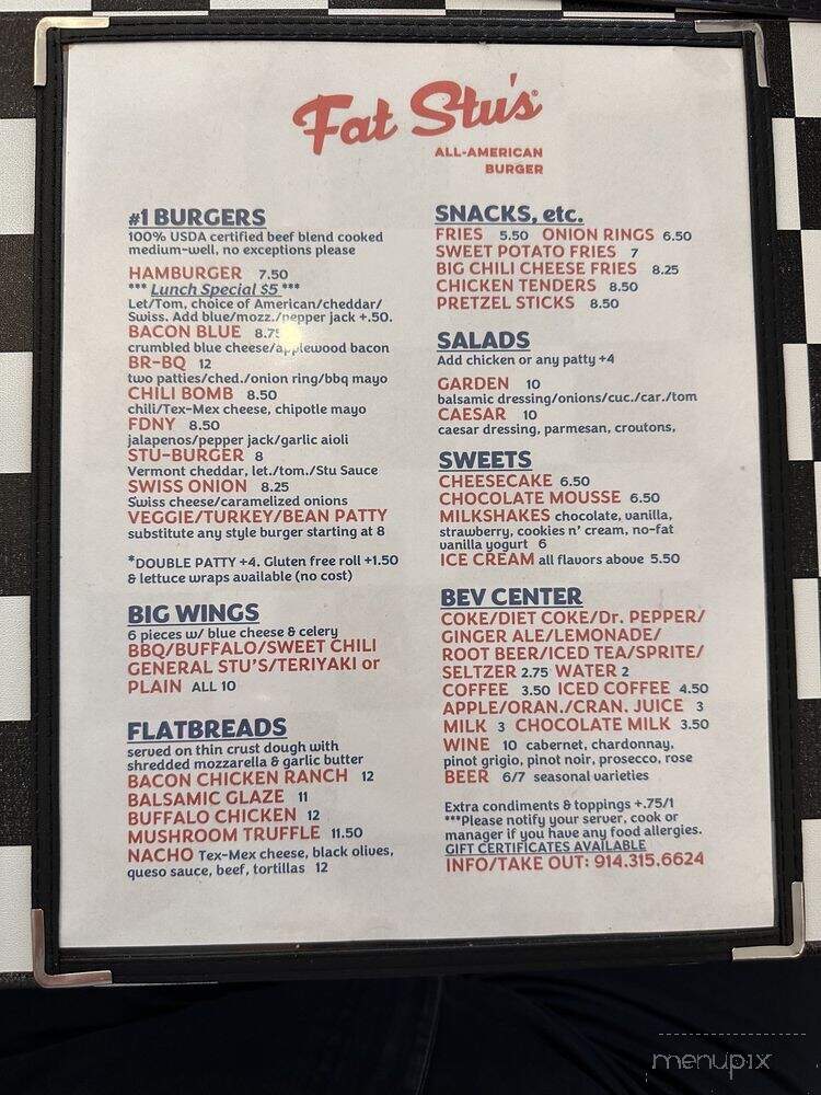 Fat Stu's All-American Burger - Harrison, NY menu_pic