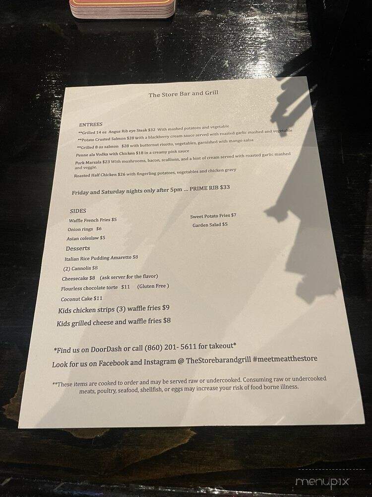 The Store Bar and Grill - Torrington, CT menu_pic