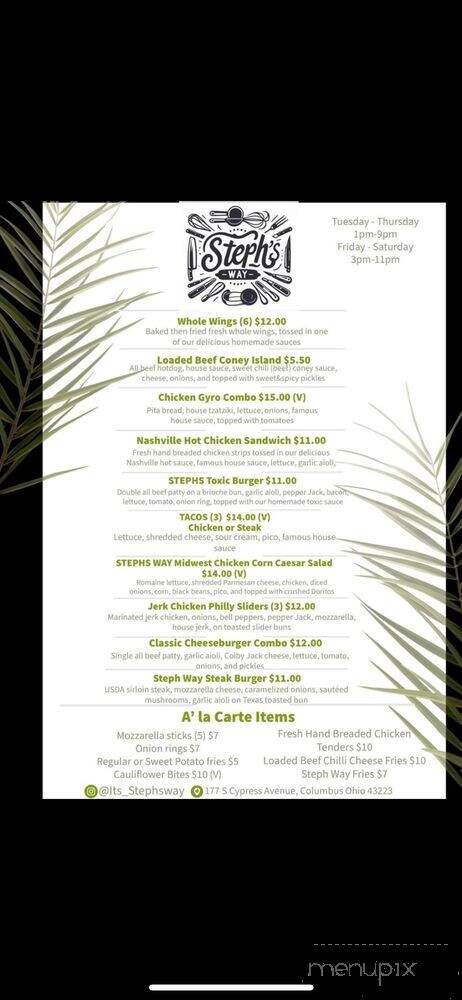 Steph's Way - Columbus, OH menu_pic