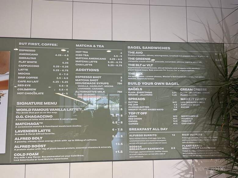 Alfred Coffee - Los Angeles, CA menu_pic