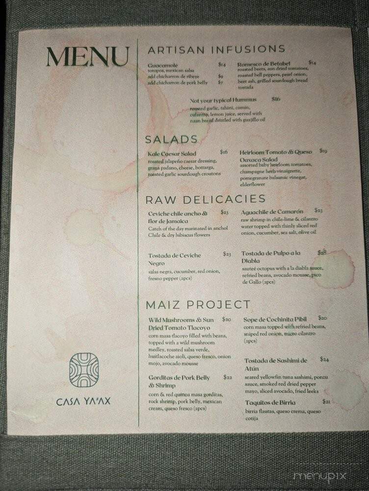 Casa Ya'ax - Miami, FL menu_pic