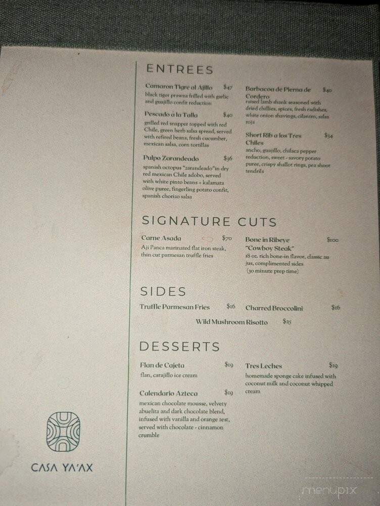 Casa Ya'ax - Miami, FL menu_pic