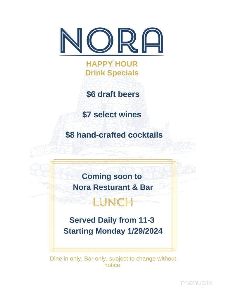 Nora Restaurant - Chicago, IL menu_pic