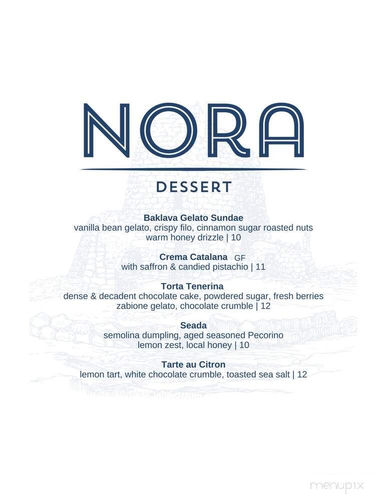 Nora Restaurant - Chicago, IL menu_pic