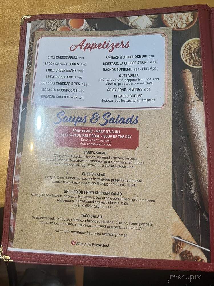 Mary B's Diner - Parkersburg, WV menu_pic