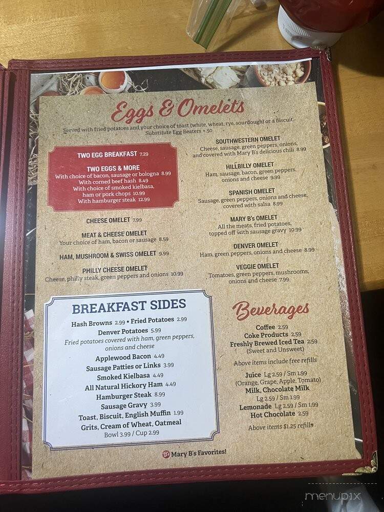 Mary B's Diner - Parkersburg, WV menu_pic