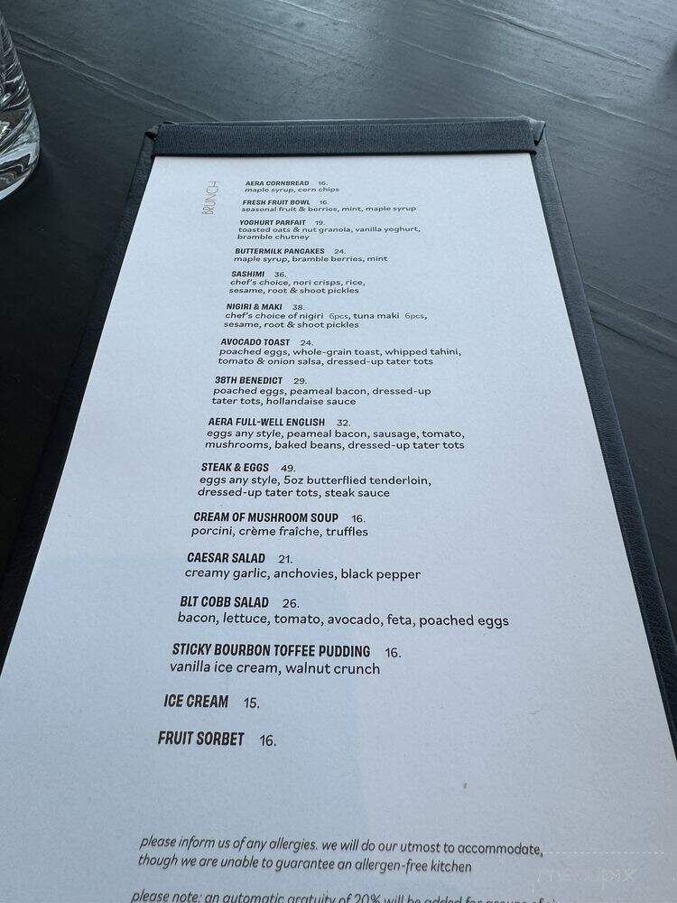 Aera - Toronto, ON menu_pic