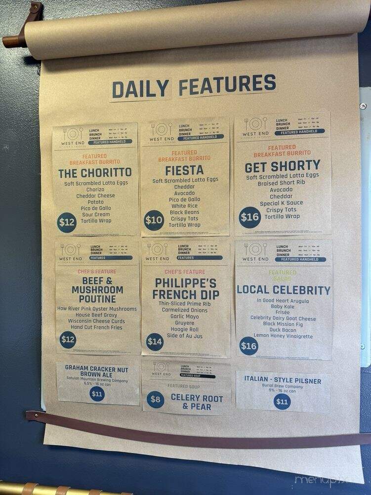 The West End - Pittsboro, NC menu_pic