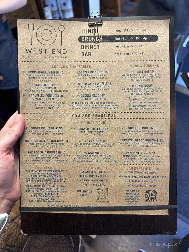The West End - Pittsboro, NC menu_pic